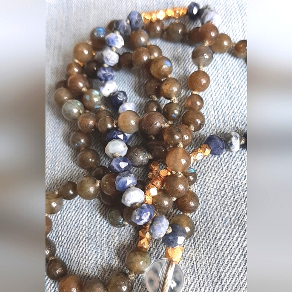 🔆Stone & Gold Bead Necklace w/ Tassle🔆